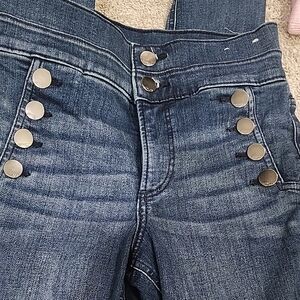 Express Ankle Legging Super High-Rise Blue Jeans Silver Button Accents New